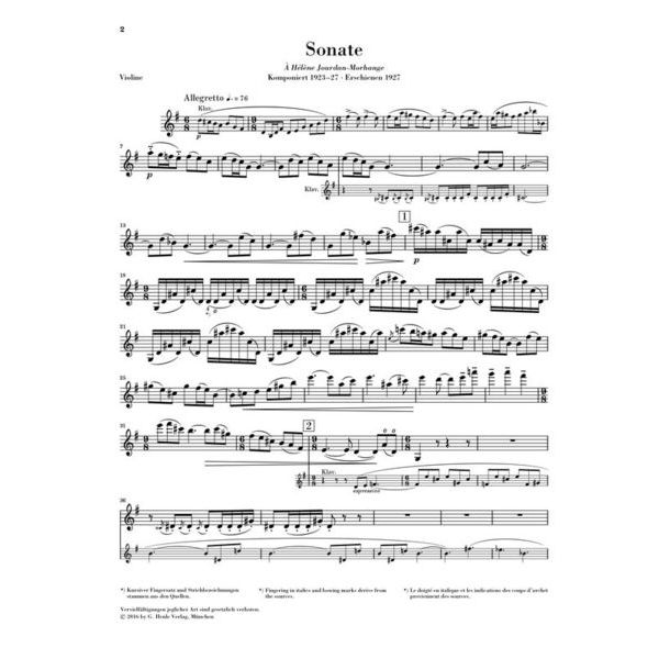 Henle Verlag Ravel Violinsonate G-Dur