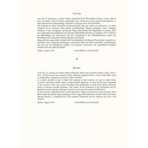 Friedrich Hofmeister Verlag Bachstudien Altblockflöte