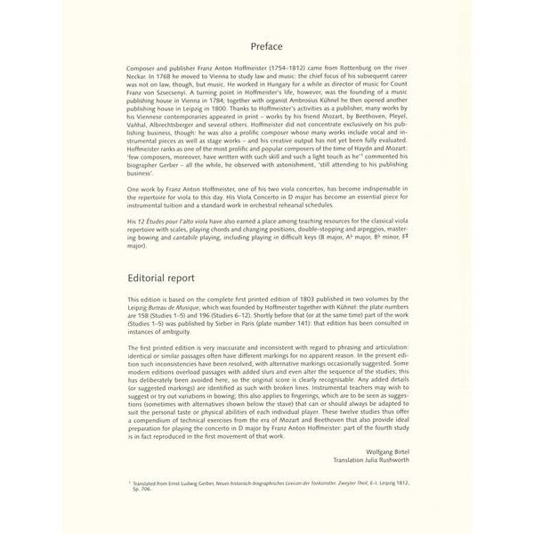 Schott Hoffmeister 12 Etüden Viola
