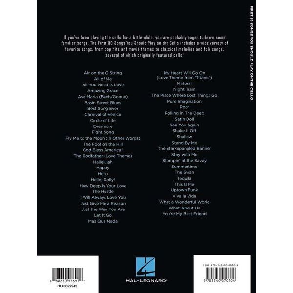 Hal Leonard 50 Songs You Should Cello