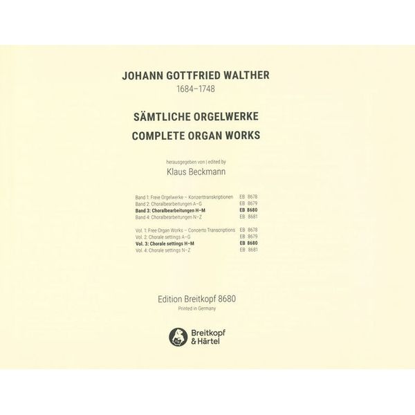 Breitkopf & Hrtel Walther Smtliche Orgelwerke 3