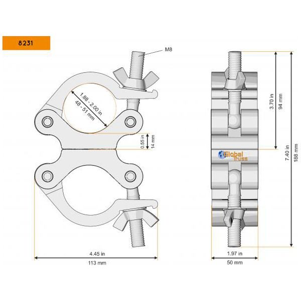 Global Truss 8231-B Swivel Coupler 50mm