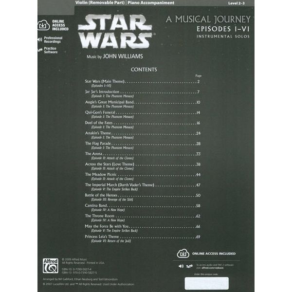 Alfred Music Publishing Star Wars Journey I-VI Violin