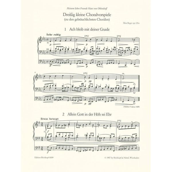 Breitkopf & Hrtel Reger Dreiig kleine Choral