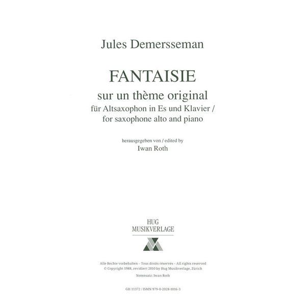 Edition Hug Demersseman Fantaisie A-Sax