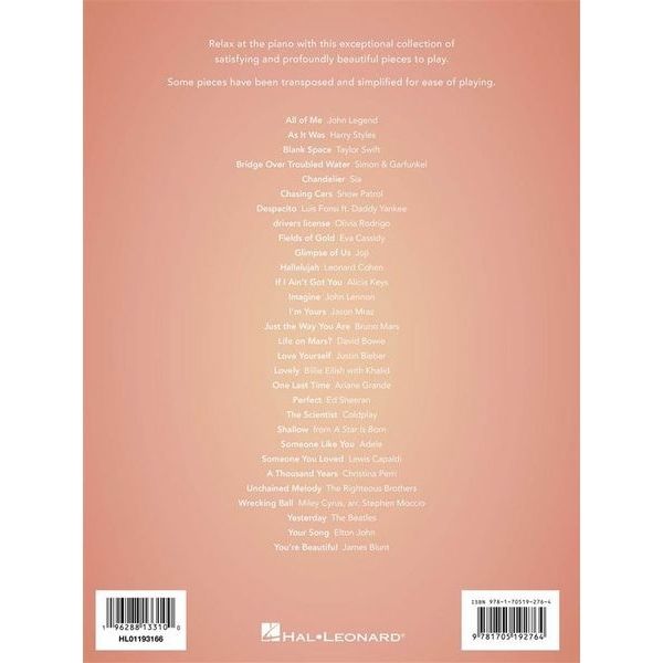 Hal Leonard Peaceful Pop Piano Solos