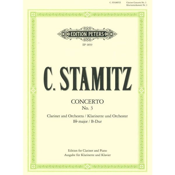 Edition Peters Stamitz Konzert Nr. 3 B-Dur Cl