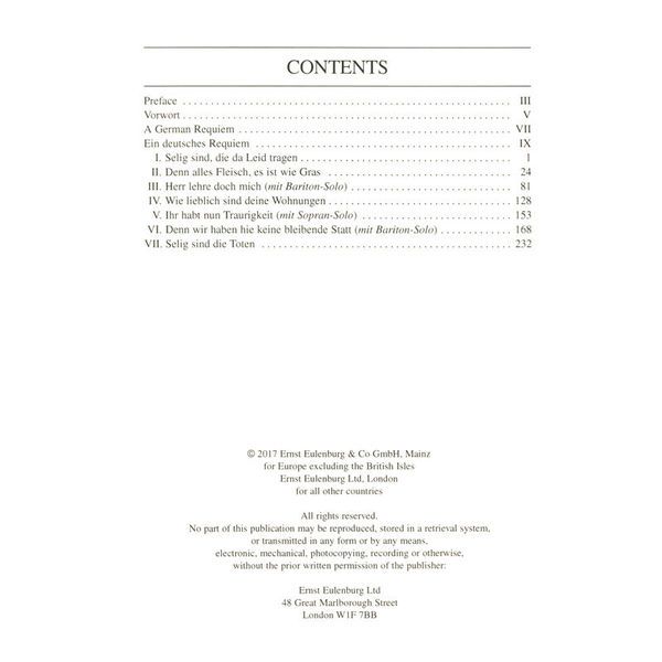 Edition Eulenburg Brahms Ein Deutsches Requiem