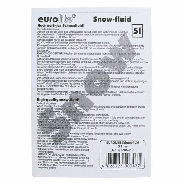 Eurolite Snow Fluid 5 Liter
