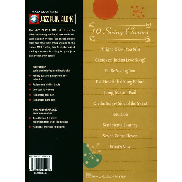 Hal Leonard Jazz Play-Along Best Of Swing