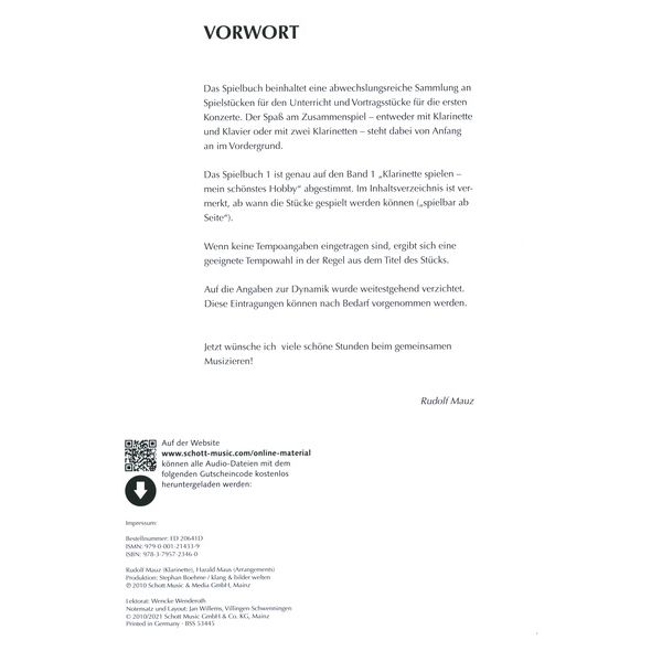Schott Klarinette Hobby Spielbuch 1