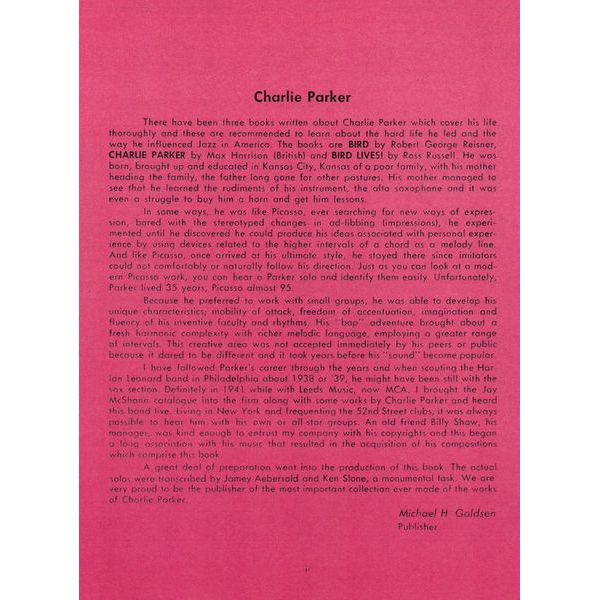 Atlantic Music Charlie Parker Omnibook Bb