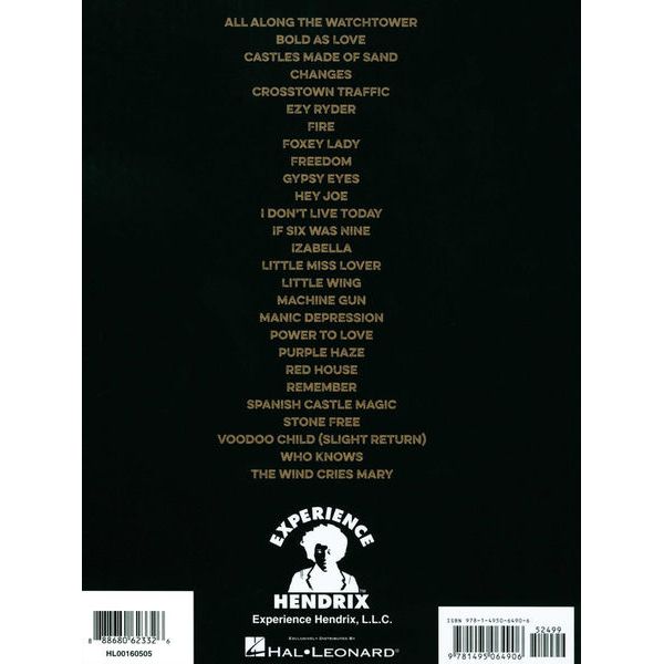 Hal Leonard Jimi Hendrix Bass Tab