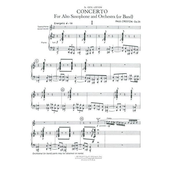 G. Schirmer Creston Concerto Alto Sax