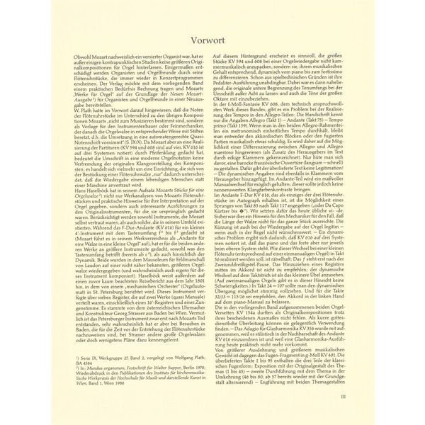 Brenreiter Mozart Werke for Orgel