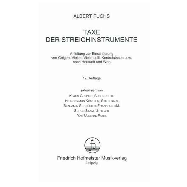 Friedrich Hofmeister Verlag Taxe der Streichinstrumente
