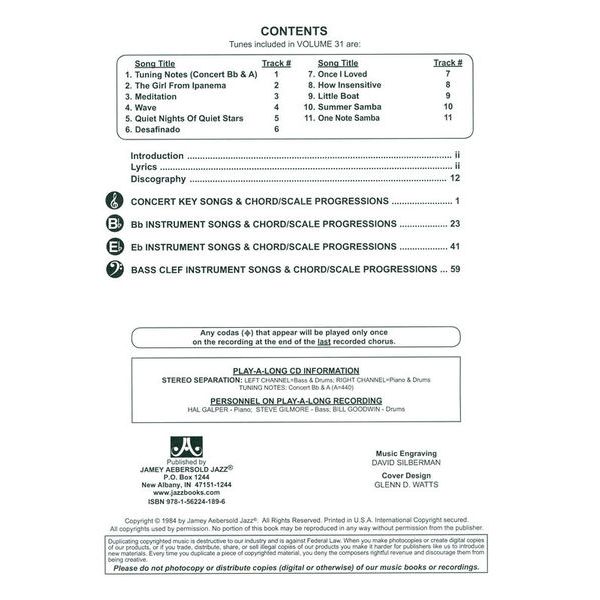 Jamey Aebersold Bossa Novas