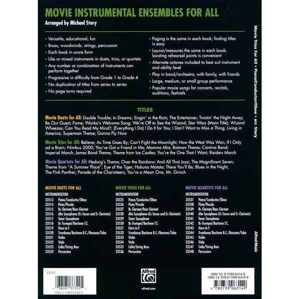 Alfred Music Publishing Movie Trios For All Piano