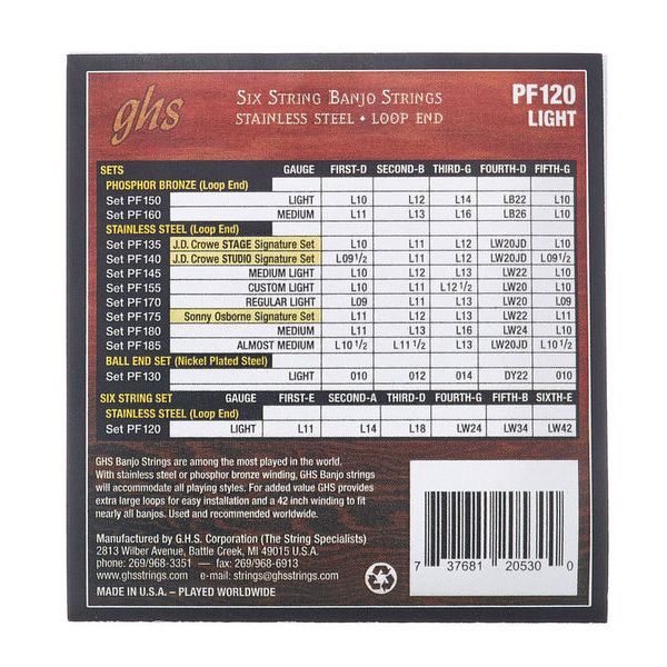 GHS Professional PF120 Banjo Set