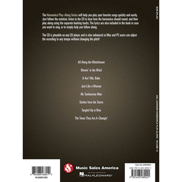 Hal Leonard Harmonica Play-Along Bob Dylan