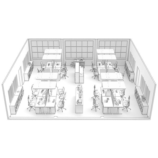 t.akustik Office Set Open Plan 16 WH