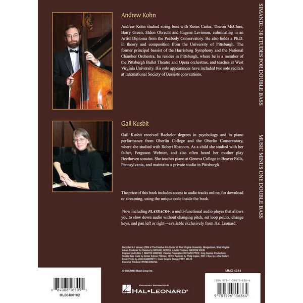 Music Minus One Simandl 30 Etudes Double Bass