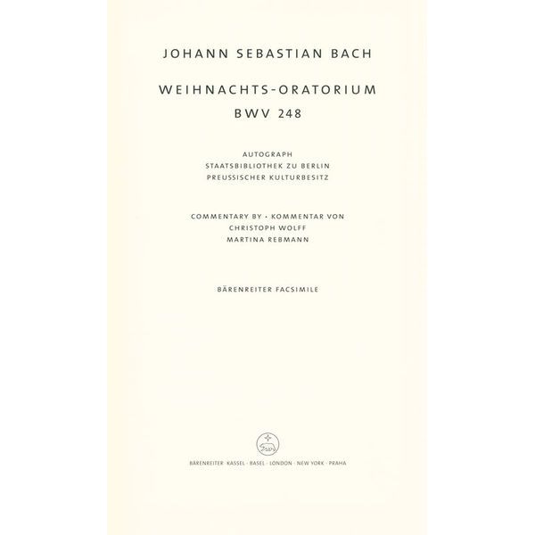 Brenreiter Bach Weihnachts-Oratorium