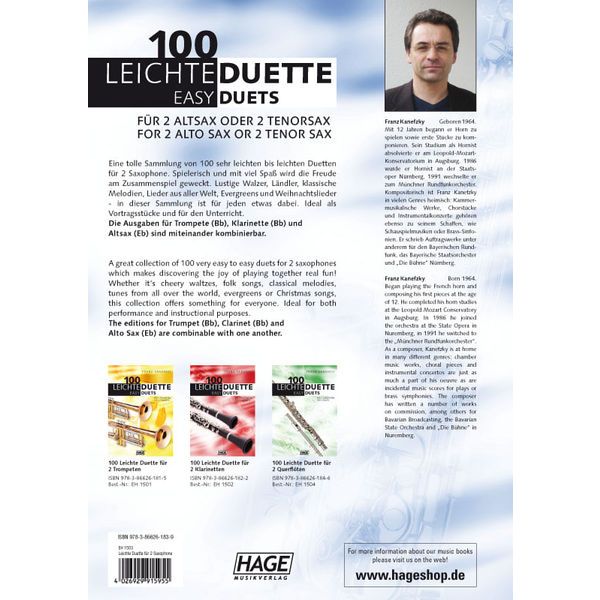 Hage Musikverlag 100 Leichte Duette Saxophon
