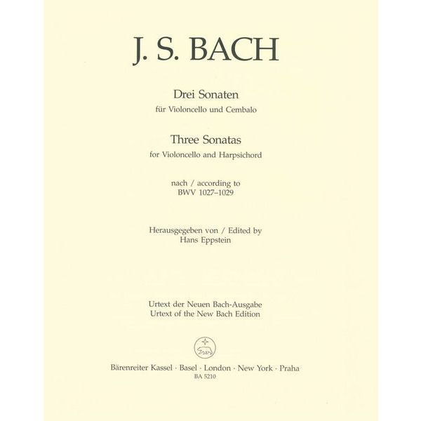 Brenreiter Bach Drei Sonaten Cello