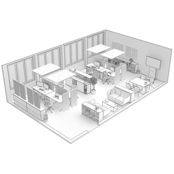 t.akustik Office Set Open Plan 8 WH