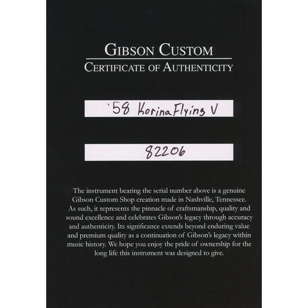 Gibson 58 Korina Flying V VOS