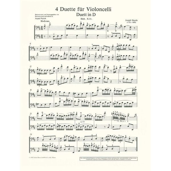 Schott Haydn 4 Duette Violoncello