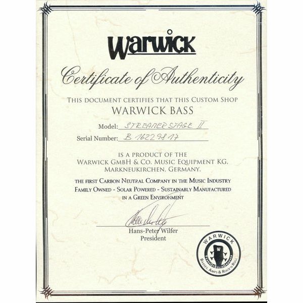 Warwick Masterbuilt Streamer StageII 4