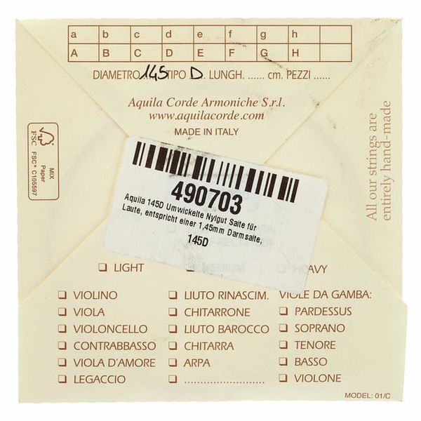 Aquila 145D Wound Nylgut Lute String