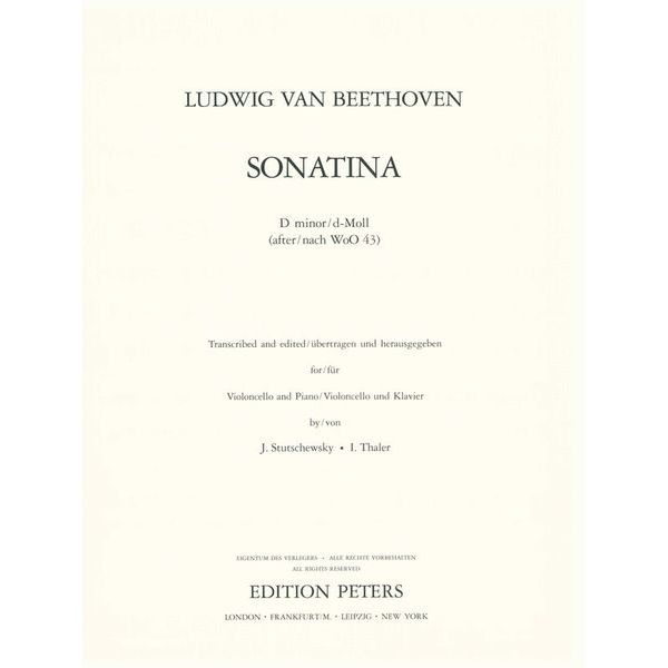 Edition Peters Beethoven Sonatine d-moll