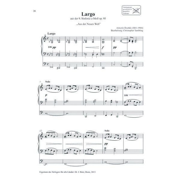 Dr. J. Butz Musikverlag Best Loved Melodies 1 Organ