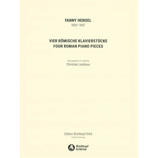 Breitkopf & Hrtel Hensel Römische Klavierstücke