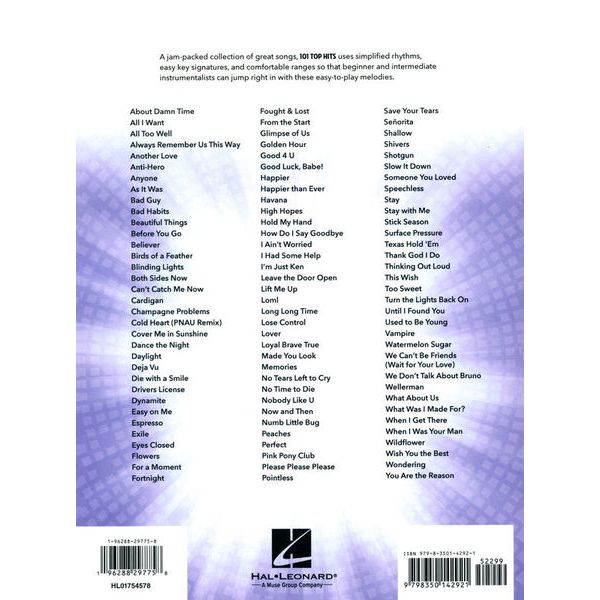 Hal Leonard 101 Top Hits for Alto Sax