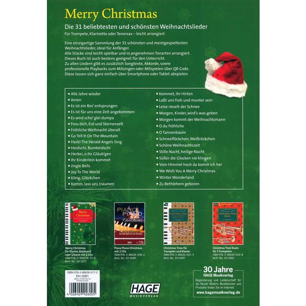 Hage Musikverlag Merry Christmas Bb