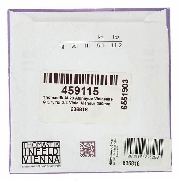 Thomastik AL23 Alphayue Viola G 3/4