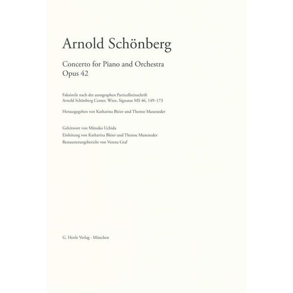 Henle Verlag Schönberg Klavierkonzert op. 4