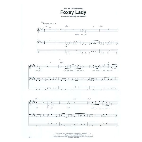 Hal Leonard Jimi Hendrix Bass Tab