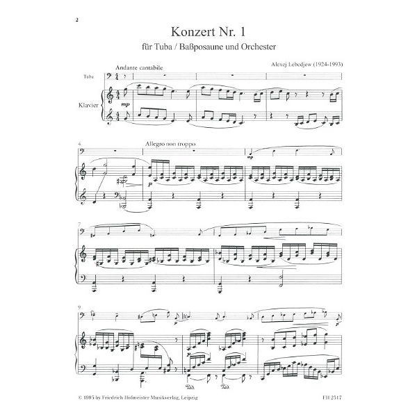 Friedrich Hofmeister Verlag Lebedjew Concert Nr. 1
