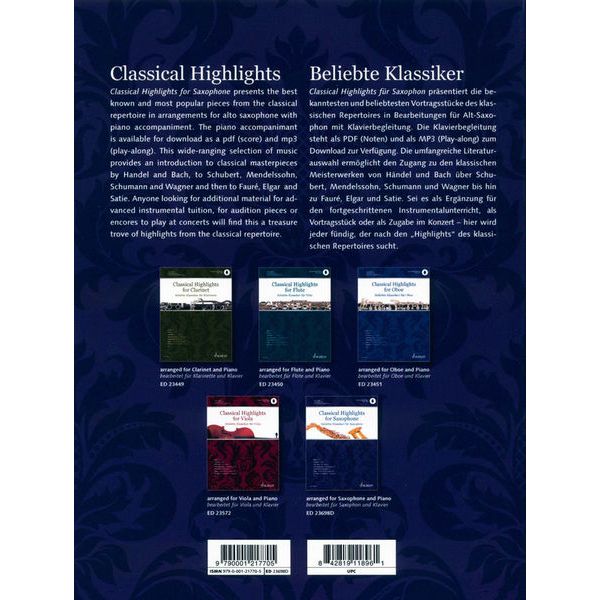 Schott Classical Highlights A-Sax