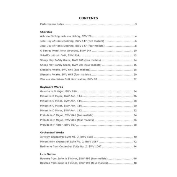 Meredith Music Bach Music For Marimba