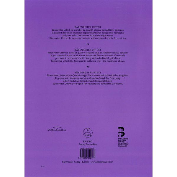 Brenreiter Fauré Barcarolles