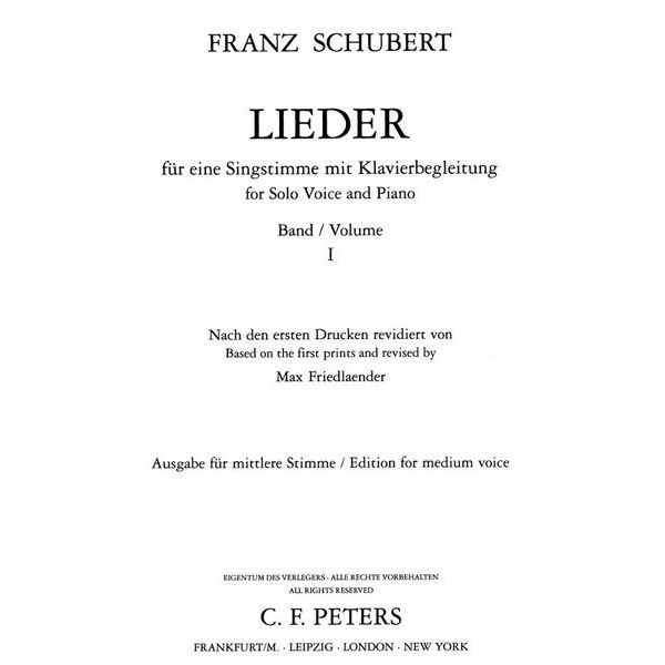 Edition Peters Schubert Lieder 1 Mittel