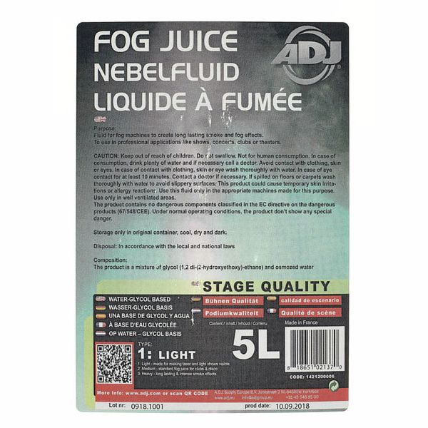 ADJ Fog juice 1 light - 5 Liter
