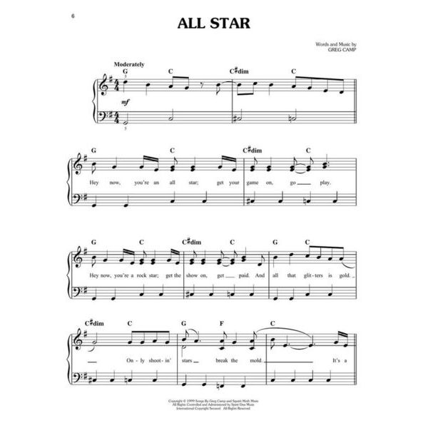 Hal Leonard Pop Songs In Easy Keys Piano