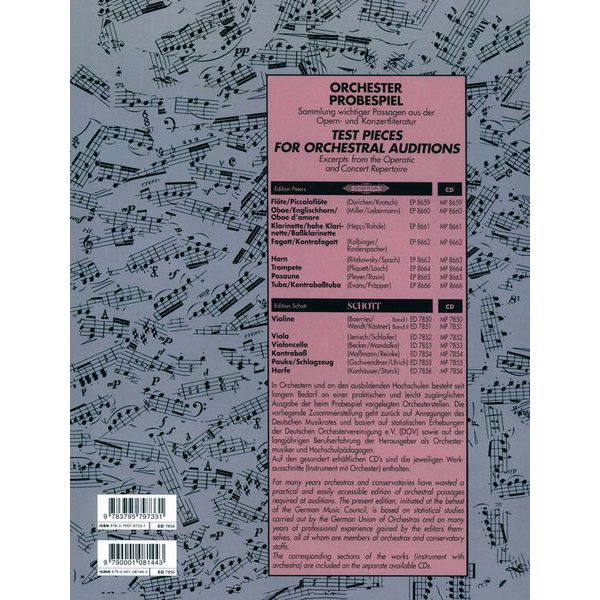 Edition Peters Orchester Probespiel Harfe